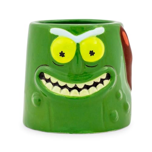 Image of Rick and Morty Pickle Rick Sculpted Ceramic Mini Shot Glass | Holds 2 Ounces