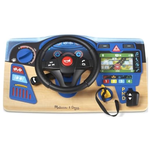 Melissa & Doug Vroom & Zoom Interactive Wooden Dashboard Steering Wheel Pretend Play Driving Toy - Kids Activity Board, Toddler Sensory Toys For Ages 3+
