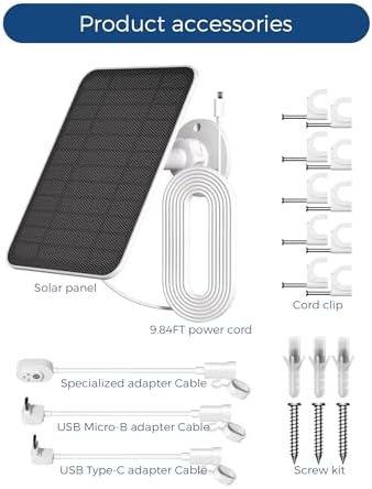 Solar Panel for Arlo Camera, Arlo Solar Panel Charger with Built-in 2000mAh Battery,Compatible with Essential Series,Go 2,Pro 3/4/5S/6/6 XL,Ultra Series,Wireless Floodlights,Easy Install(2025 Release) — view 8