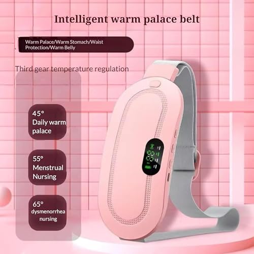 Image of Heating Pad for Period Cramps, Portable Menstrual Heating Pad - Pink | Cordless Pink heating belt with 4 heat levels, 4 massage modes & rechargeable design for period pain relief