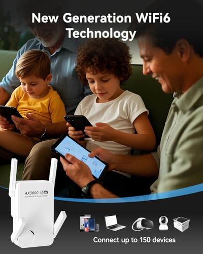 Image of WiFi Extender Signal Booster with WiFi 6 - Up to 20888 Sq.ft Coverage, AX3000 3000Mbps Dual Band WiFi Extender for 188 Devices