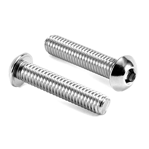 Image of 3 /8-16 x 1-3 /4 inch Button Head Socket Cap Bolts Screws, 20Pcs 304 Stainless Steel 18-8, Allen Hex Drive, Bright Finish by SG TZH(with Hex Spanner)