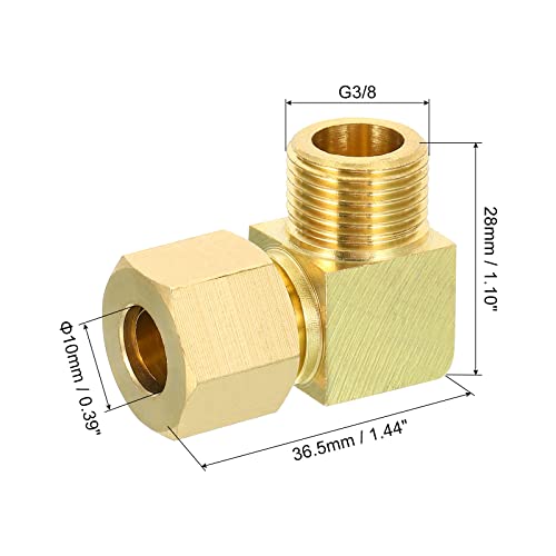 PATIKIL G3/8 Male x 10mm Tube OD Brass Compression Tube Fitting, 90 Degree Elbow Pipe Tube Fitting for Plumbing Hose Connector - Image 2