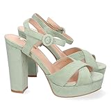 sandalias tacon fiesta verde agua Sandalia de Tacon con Hebilla 63111-Sandalia de Tacon para Mujer, Estilo Fiesta, con Palas Cruzadas, y Cierre de Hebilla, Primavera Verano 2022. Talla 36 Verde