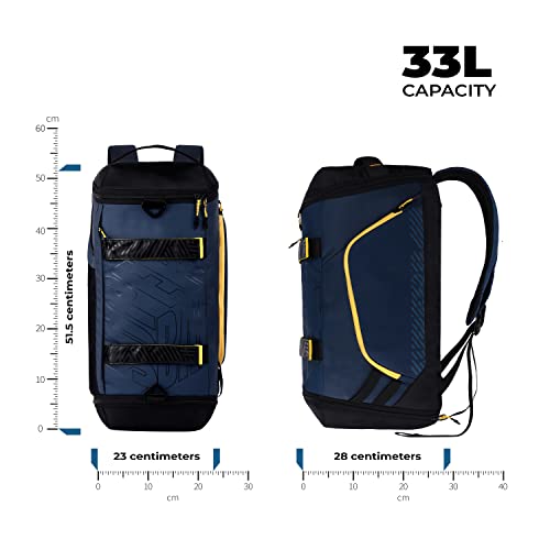 Image of SUPERBAK Polyester Mega 33 Ltrs Hybrid Travel Duffle Cum Backpack (Navy-Yellow) for Gym, Sports, Travel (Dufmega000112)