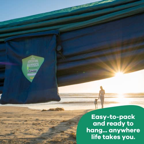 Handcrafted Adventure Parachute Hammock By Yellow Leaf Hammocks - Fits 1-2 Ppl, 400Lb Max - Weathersafe, Super Strong, Easy To Hang, Ultrasoft, Easy To Pack - Color: Blue And Green #TOP2