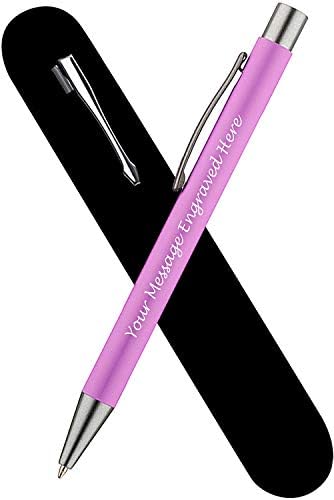Paul Clover Personalised Engraved Aluminium Ballpoint Pen with Graphite Finish in a Velvet Pouch, Black Ink - Personalised Gifts for Anniversary or Any Gift Idea - Enter Your Custom Text (Blue)