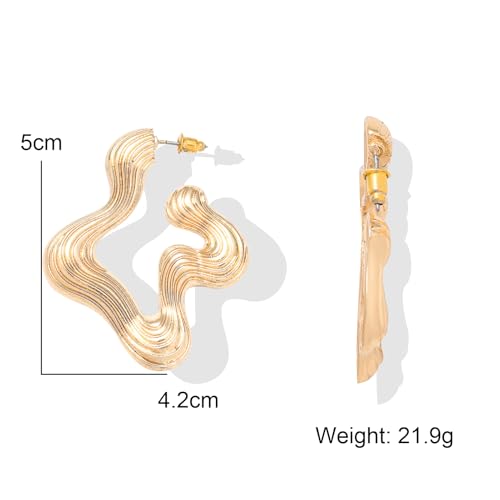 Gold Statement Earrings for Women Geometric Rectangle Chunky Gold Earrings Irregular Hammered Trendy Stud Earrings2