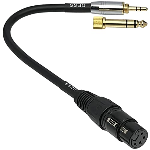 Adaptateur XLR 4 broches vers TRS 3,5 mm et Jack 6,35 mm pour casque audio faible bruit 22 AWG