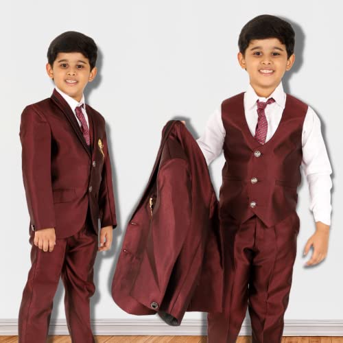Image of Pro-Ethic Style Developer Boy's 5 Piece Suit Set | Coat, Pant, Tie & Shirt | Cotton Checked Pattern