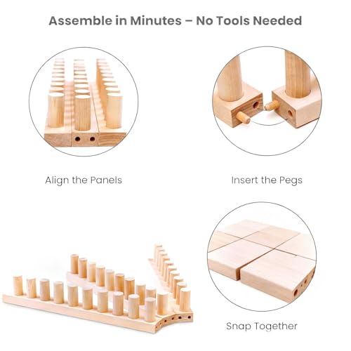 Wooden Chunky Yarn Blanket kit Large 45'' Chunky Yarn Knitting, Hand Knitting Looms Adjustable Length for Chunky Blanket Christmas Gifts for Blanket Throws Knitting(Wooden) (45") - Image 3