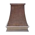 SINDA Copper Range Hood with Profession Stainless Steel Vent with Liner Insert, Internal Motor, Lights & Baffle Filter, 48"W x 36"H, Light Hammered-Antique Copper, Island Mount, H18BLCI4836