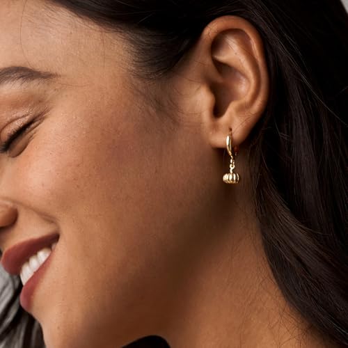 Gold Dangle Drop Huggie Hoop Pendant Earrings with Dainty Small Charms for Women4