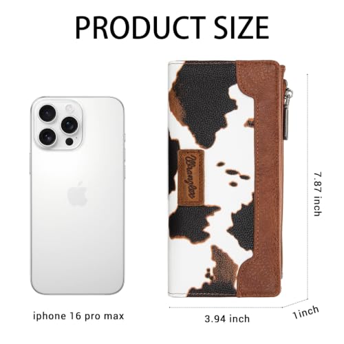 Image of Montana West Wrangler Cow Print Wallets Womens Bifold Credit Card Wallet Women's Wallets, Card Cases & Money Organizers Brown Wallet for Women Ladies Female Cash Wallett with Smooth Zipper