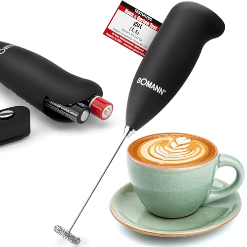 Foto von Bomann® elektrischer Milchaufschäumer | Mixer für Milchschaum in Sekundenschnelle | Milchaufschäumer mit Soft - Touch - Gehäuse | Milchaufschäumer Stab mit Edelstahl - Schaumschläger | MS 344 CB