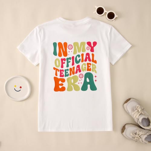 Image of CM C&M WODRO in My Official Teenager Era Shirt for Girls 13th Birthday Party T-Shirt Kids 13 Year Old Short Sleeve Tee Tops