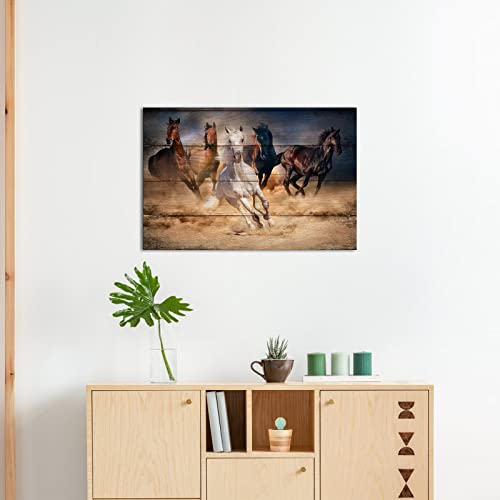 Artsbay Vintage Horse Canvas Wall Art Horse Running Pictures Paintings On Canvas Modern Wild Animnal Artwork Decor For Living Room Bedroom Office Wall Decoration Ready To Hang 24" Hx36 W #TOP1