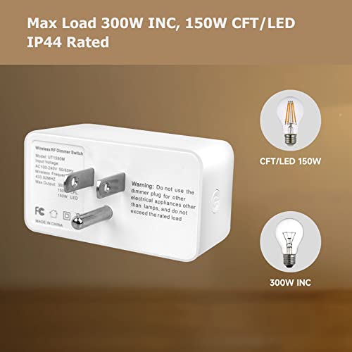 Gmy Plug In Dimmer Switch For Lamp With Timer, Wireless Remote Control Outlet, Used For Dimmbale Bulbs, Floor Lamp, Table Lamp, Indoor String Lights, Battery Included, 100Ft Rf Range, Fcc Certified #TOP5