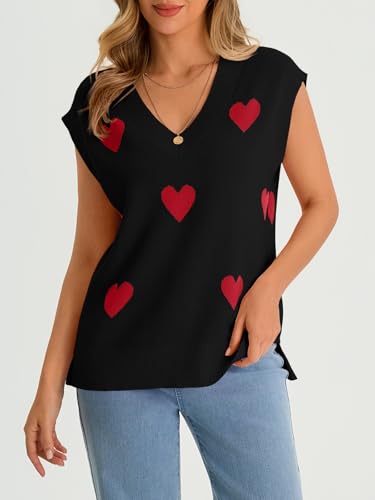 Image of Saodimallsu Womens V Neck Sweater Vest Oversized Ribbed Knit Sleeveless Casual Loose Fit Pullover Tank Top