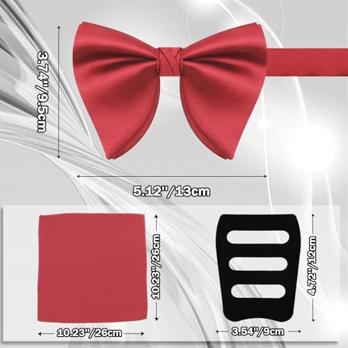 Image of Mens Bow Tie Pre Tied Oversized Bow Ties for Men Satin Bowties for Tuxedo Wedding Party Banquet