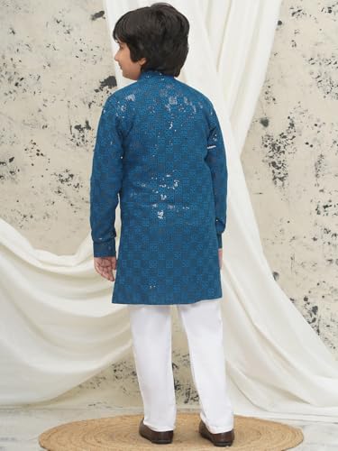 Image of AJ DEZINES Kids Kurta Pajama Set For Boys | Embroidery Chikankari Kurta Set | Traditional & Festive Outfit | Cotton Stylish Boys Kurta Pyjama | Perfect For Festivals Wedding & Family Function