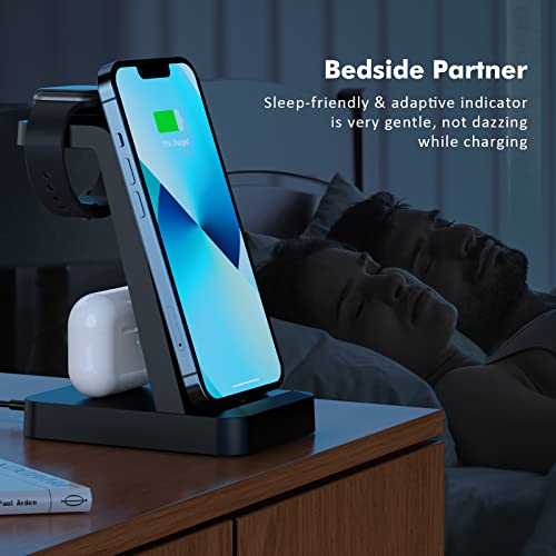 Charger Station For Iphone Multiple Devices - 3 In 1 Fast Wireless Charging Dock Stand For Apple Watch Series 7 6 Se 5 4 3 2 & Airpods Iphone 14 13 12 11 Pro X Max Xs Xr 8 7 Plus 6S 6 With Adapter #TOP5