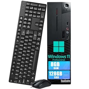 Lenovo Computadora de escritorio ThinkCentre M79 SFF, AMD A8 PRO-7600B, 8 GB DDR4 RAM, 128 GB SSD, DisplayPort, VGA, teclado y ratón, Windows 11 Pro (renovado)