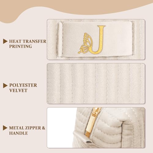 Image of COSHAYSOO Personalized Bridesmaid Proposal Gifts Initial Makeup Bag Letter J, Bachelorette Party Bridal Shower Maid of Honor Gift for Wedding, Monogrammed Cosmetic Pouch for Bride Mother