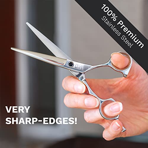 Hair Scissors -Very Sharp- Home Hair Cutting Scissors, Professional Razor Edge Hair Cutting Shears - Stainless Steel Barber Scissors For Hair For Man & Woman - Silver - 6.5Inch #TOP1