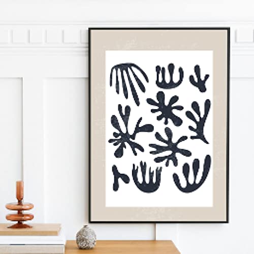 Toile art mural abstrait lignes noir corail affiche scandinave 60x80cm