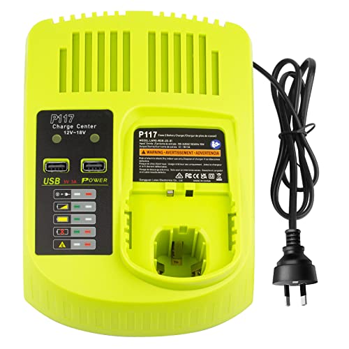Replace Fast Battery Charger for Ryobi 12V-18V One+ Plus Li-ion and NiCad NiMh Battery Model P100 P101 P102 P103 P105 P107 P108 P200 1400670 BPL-1815 BPL-1820G BPL18151 BPL1820