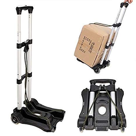 Nirvisha Foldable Shopping Luggage Cart Plastic Trolley for Home Office-image-24