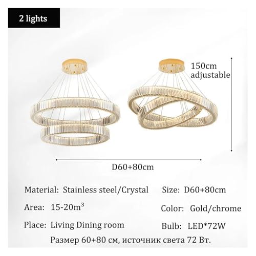 Lustre à intensité variable Chaner en cristal avec 3 modes LED D40 cm - 3