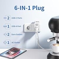 Steckdosenleiste 6 in 1 Mehrfachsteckdose mit 3 Fach Steckdose,Mehrfachstecker mit 2 USB C und 1 USB A Netzstecker,Steckdosenadapter Verteilersteckdose USB C für Steckdosen Zuhause – Ansicht 2