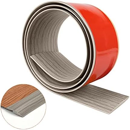 Floor Transition Strip Self Adhesive Carpet & 6.56 FT PVC Threshold Strips, Floor Edging Trim Strips for Threshold Transitions with a Height Less Than 5 mm (Grey Wood Grain)