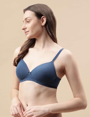 Image of Marks & Spencer Cotton Mix Padded Demi Cup Bra T333208KDARK Petrol (42B)