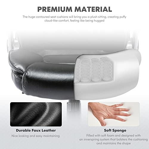 Colamy High Back Office Chair-Executive Computer Office Chair With Flip-Up Arms Adjustable Height Swivel Chair, Thick Padded Leather For Comfort And Ergonomic Design For Lumbar Support (300Lbs, Black) #TOP2