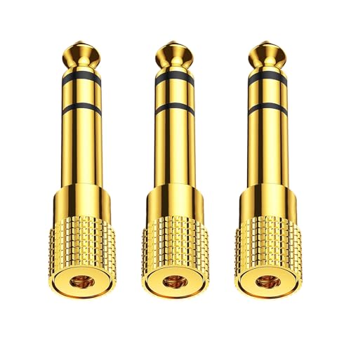 TreeTribe 3Pcs Headphone Jack Adapter,6.35mm Male 1/4 inch to 3.5mm Female 1/8 inch Audio Stereo Adapter Headphone Audio JackPlug Adaptor Converter forDigital Piano,Electric Keyboard,Speaker