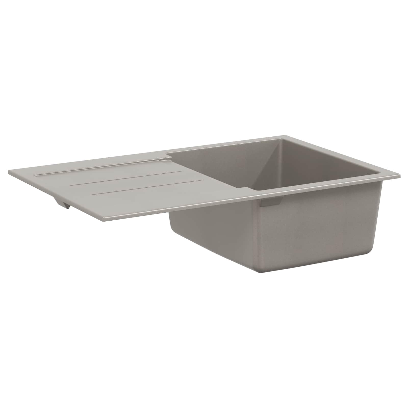 Lavabo gris 780 x 500 mm 80% cuarzo 20% resina empotrada fregadero con escurridor cesta colador desagüe para cocina, camping, autocaravana jardín