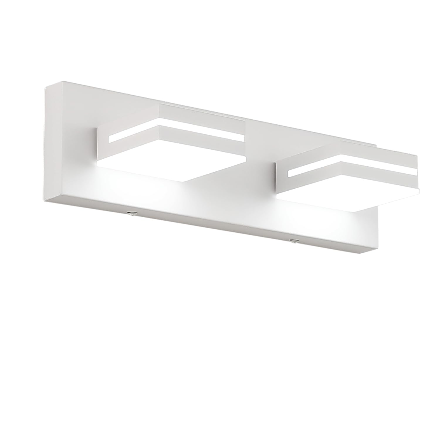 SineRise LED Modern Bathroom Vanity Light Fixtures, Modern Acrylic Bathroom Wall Lighting Fixtures Over Mirror, 2-Light, 15.5-Inch, White, 100%-0% White