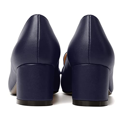 Image of MODENCOCO Womens Square Toe Slip On Comfortable Casual Matte Work Chunky Low Heel Loafers Shoes 2 Inch