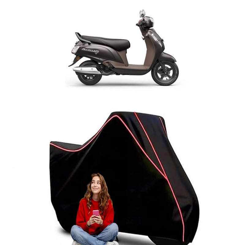 Image of Access 125 Drum Scooty Bike Cover Water Resistant Outdoor Use Universal Fit Scooters Motorcycles Heavy Duty UV Protection Dust Rain Scratch Resistant Elastic Bottom Black Blue Piping