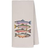 JINYO Fish Decor Kitchen Towels, Fishing Gifts for Women Men, Gifts for Fishing Lovers, Fish Themed Gifts Dish Tea Towels, Fishs Decorations, 16x24 Inch（Beige）