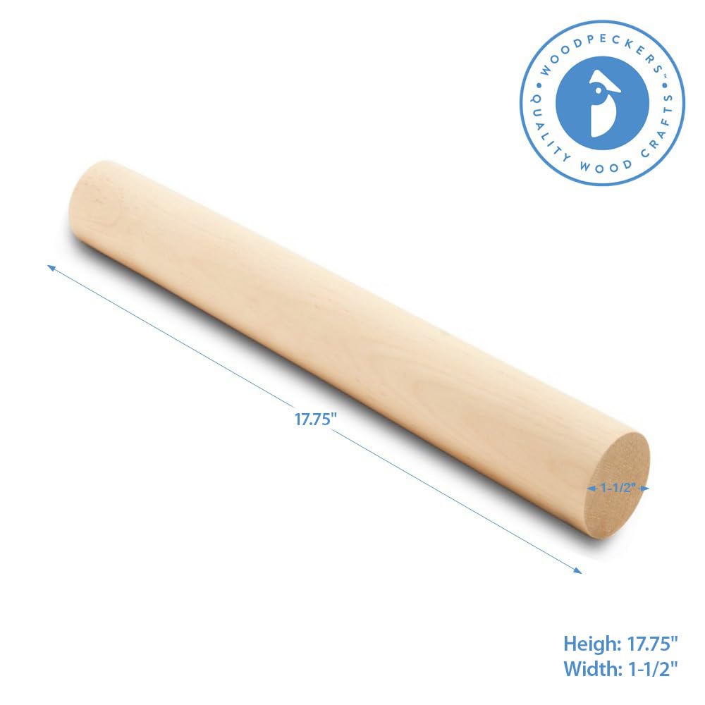 Dowel Rods Wood Sticks Wooden Dowel Rods - 1-1/2 X 36 Inch Unfinished Hardwood Sticks - For - View #3