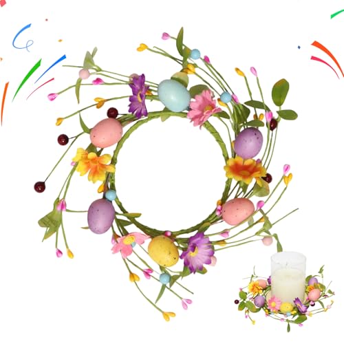Corone di candela per Pasqua - Ghirlanda di fiori da 27 cm per decorazione - Decorazioni di Corona di Pasqua - Decorazione per interni ed esterni su porta da parete tavolo