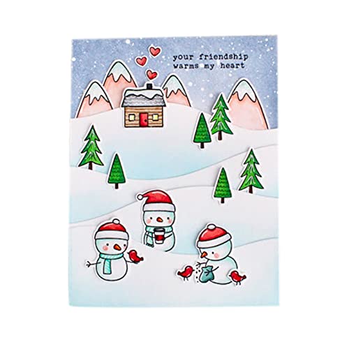 Fawenucy Scrapbooking Die-Cuts, Clear Stamps & Metal Cutting Dies For Card Making, Paper Craft Punch Template, Winter Background Embossing Stencils, Diy Album Décor/Christmas Tree Snowman #TOP4