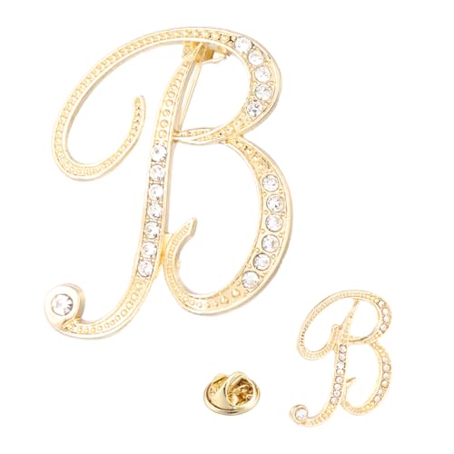 Image of PATIKIL Rhinestone Letter Brooch Pins, Initial Rhinestone Alphabet Letter Lapel Badges Pin for Women Men Suits Dress Coat