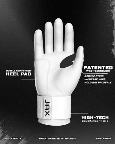 JAX Batting Gloves | Platinum White | Strap Cuff - Thumbnail 3
