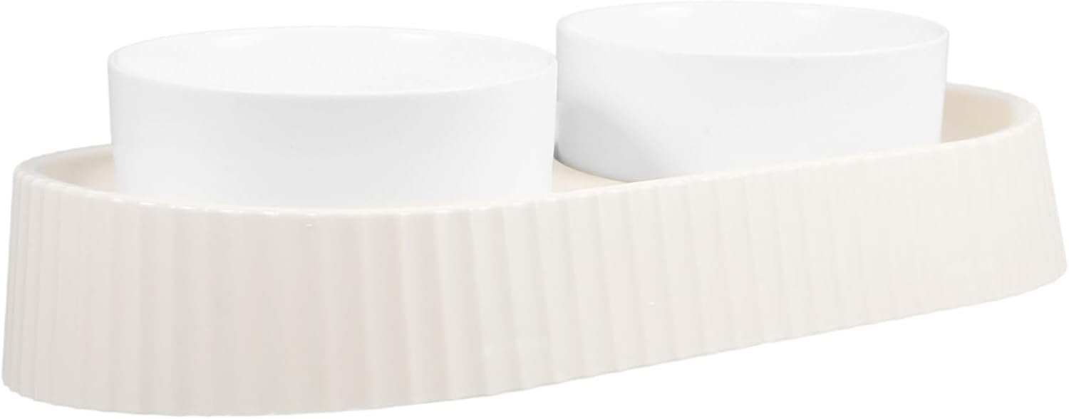 Totority Pet Feeding Bowl Set Elevated Cat Dog Bowls Ceramic Sturdy -Slip Easy to for Indoor Use