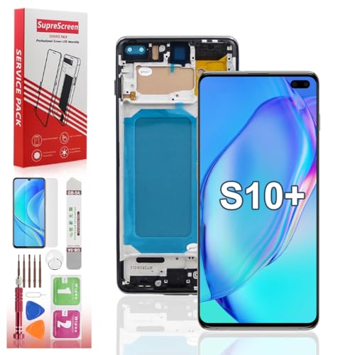Suprescreen LCD for Galaxy S10 Plus Screen Replacement for S10 Plus Screen Replacement G975f G975u G975w LCD Display Touch Screen digitizer Assembly 6.4